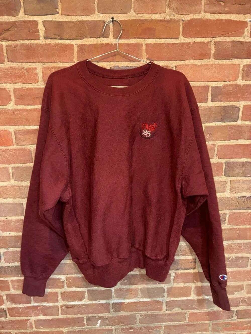 Champion Reverse Weave CMS 25 Logo Crewneck Maroon Men's L